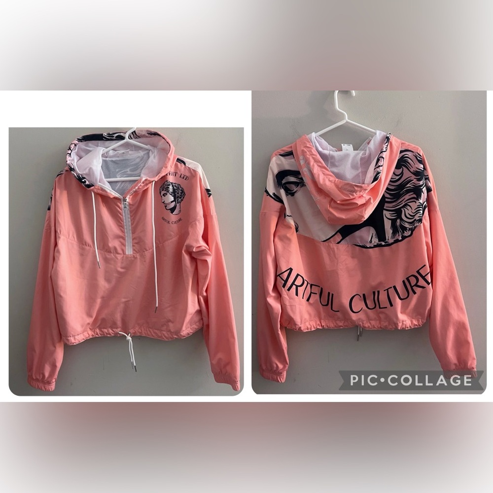 Peach Colored Track Jacket Window Breaker Athletic Apparel Walking Pullover